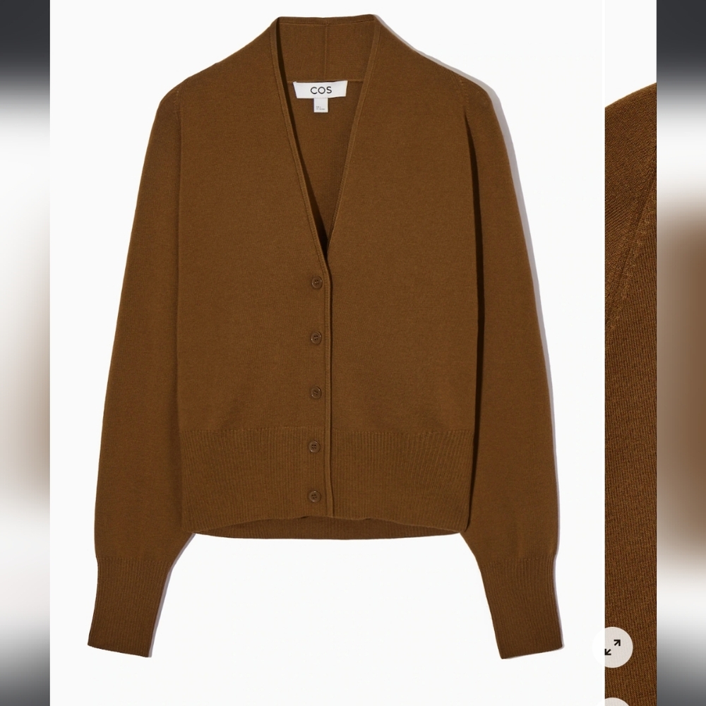 Cos Waisted Knitted Cardigan Brown EUR Size Small